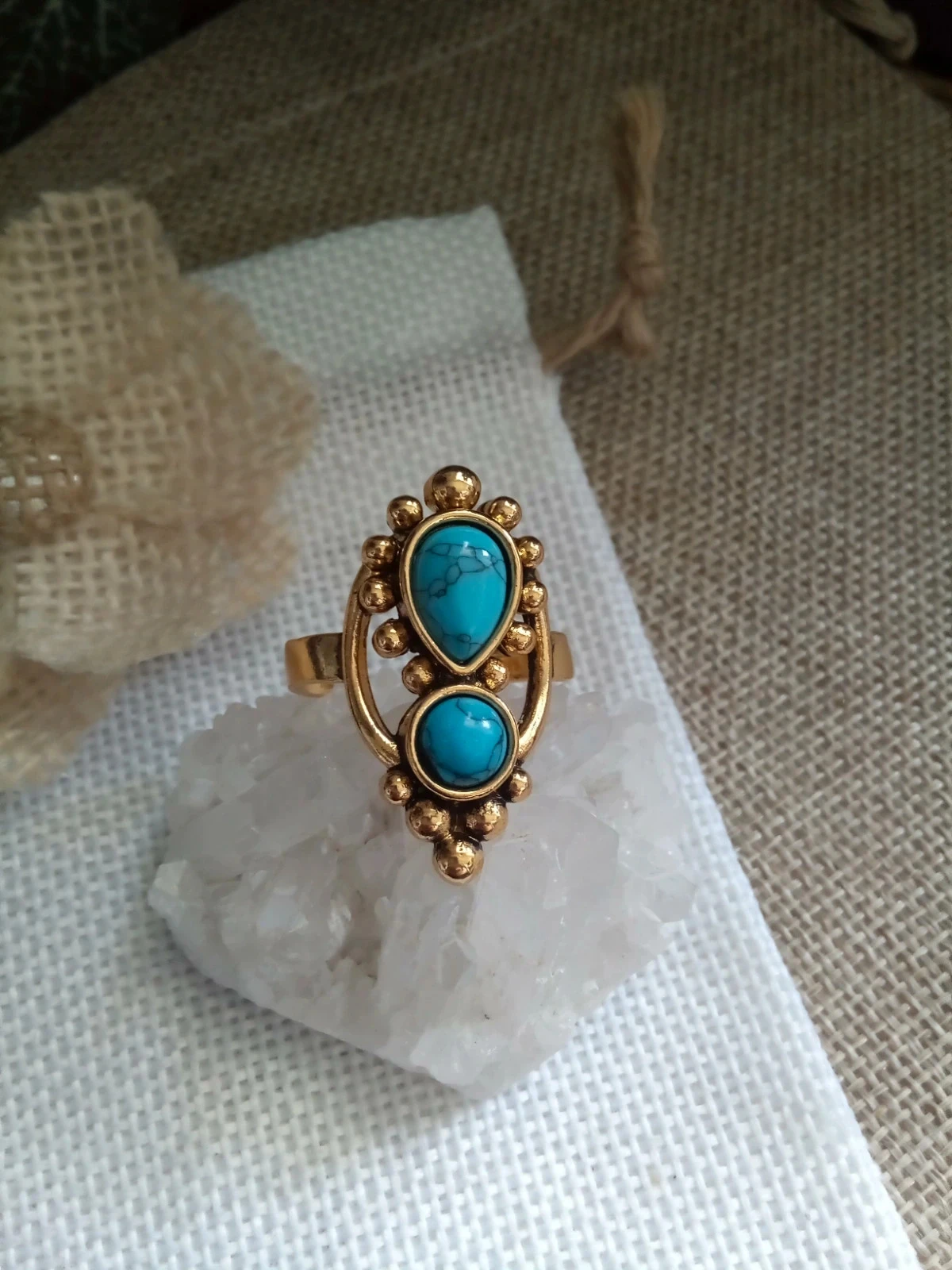 Bague orteil style oriental doré et bleu – photo 2